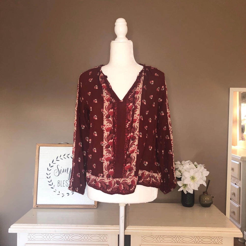 NWOT Lucky Brand Boho Floral Print Flow top